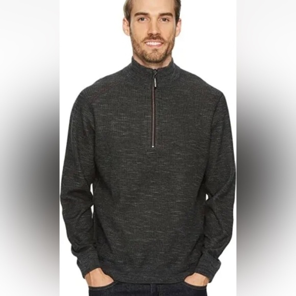 TOMMY BAHAMA REVERSIBLE 1/4 ZIP PULLOVER FLIPSIDER SWEATER SIZE XL GRAY - Picture 1 of 11